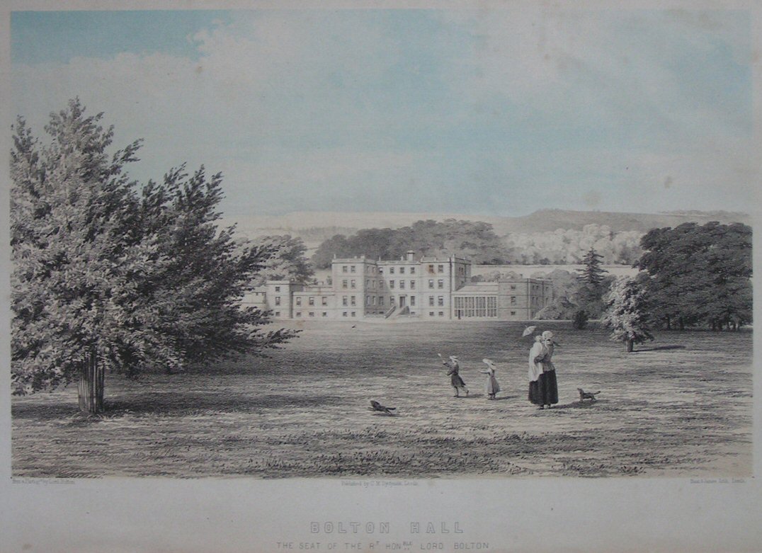 Chromo-lithograph - Bolton Hall The Seat of the Rt. Hon Lord Bolton